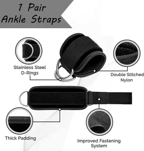 Adjustable Neopre Double D-Ring Legend Fitness Ankle Strap for Cable Machines - Image 3
