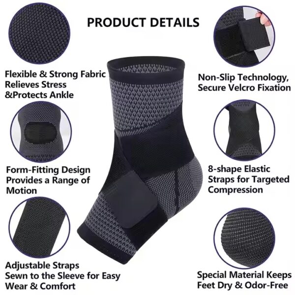 Unisex Adjust Compression Ankle Supports Sleeves Injury Recovery Achilles Ankle Brace Support - Image 2