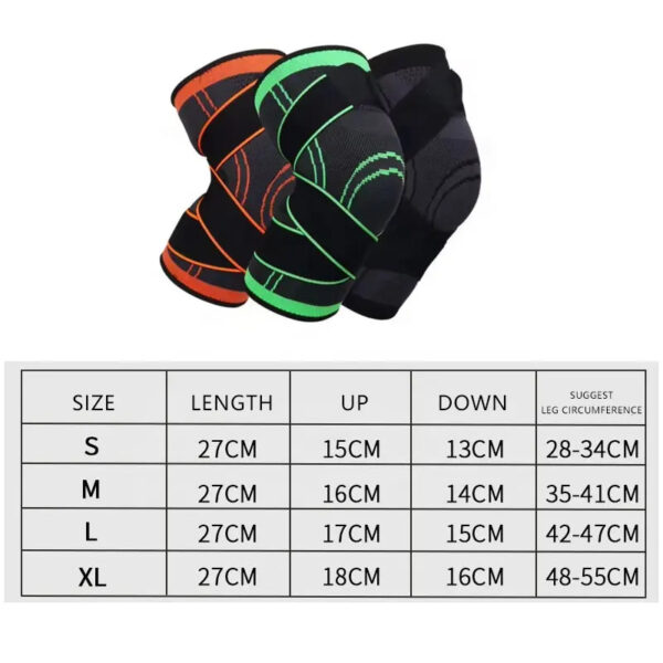 Adjustable Breathable 3D Knitted Elastic Knee Support Sleeve Compression Sports Knee Brace with Strap - Image 4
