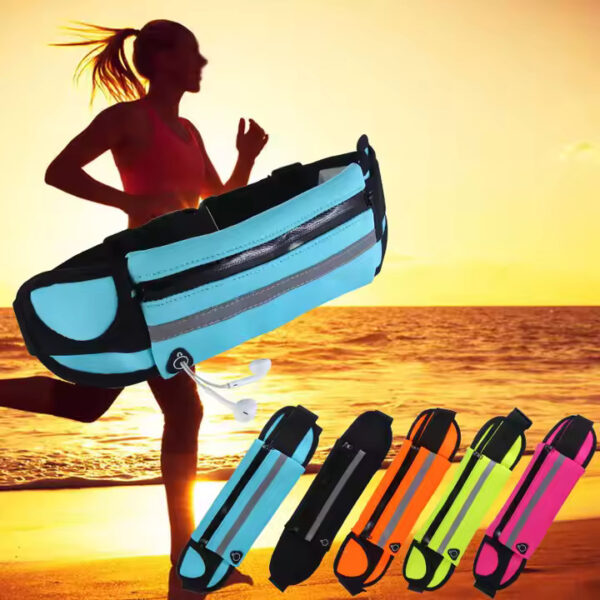 New Reflective Diving Waterproof Running Belt Elastic Sport Water Bottle Waist Bag Custom Fanny Pack for Men Women - Image 6